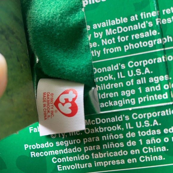 Erin The Bear-McDonald's Ty Beanie Baby With Rare Errors 1997 - Picture 7 of 9